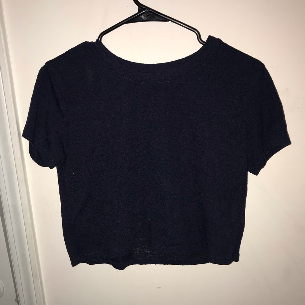 Navy blue crop-top.